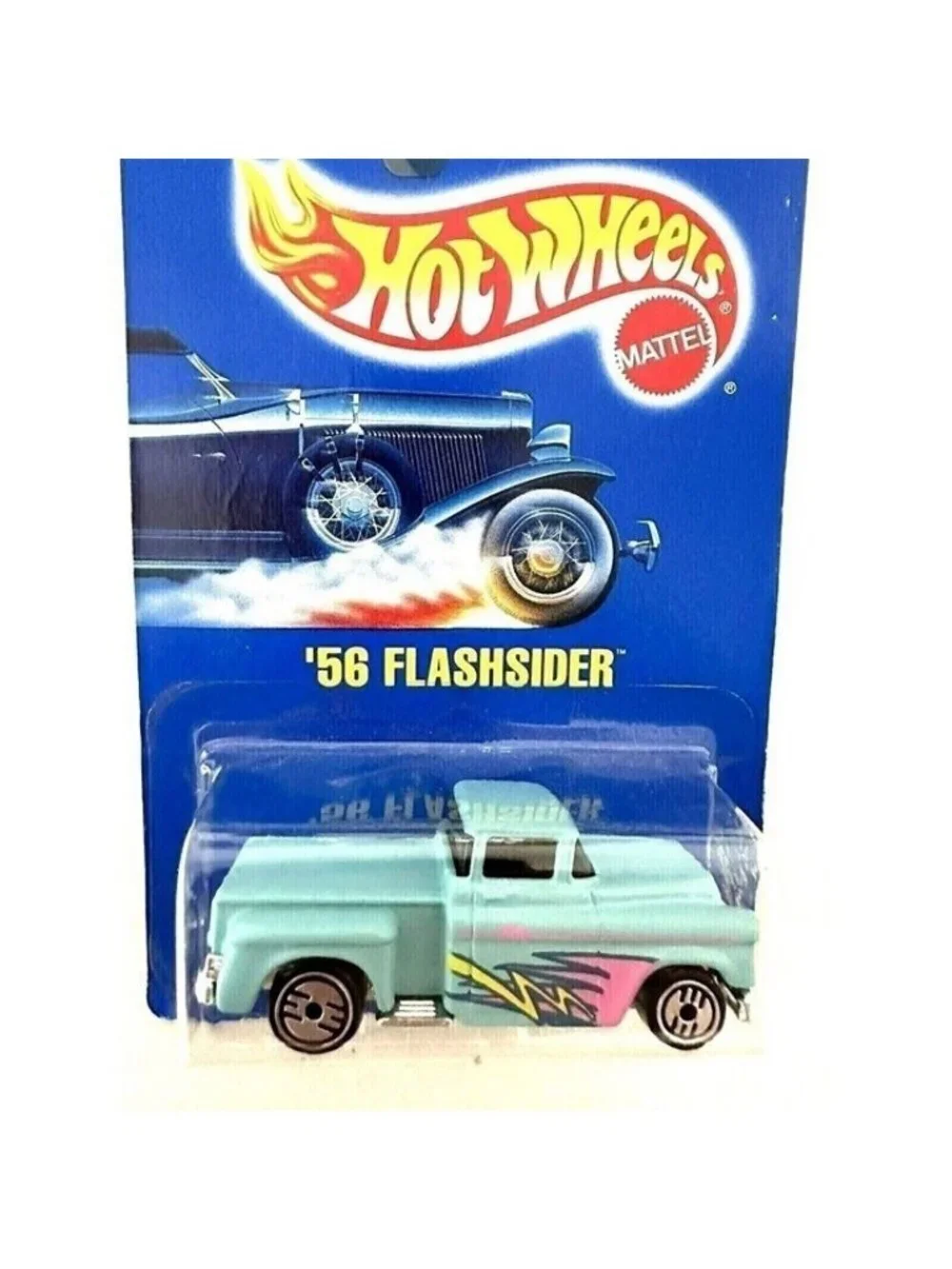 Vintage Hot Wheel Die Cast 1991 '56 Flashsider Teal Pickup Truck 136 Blue 2029